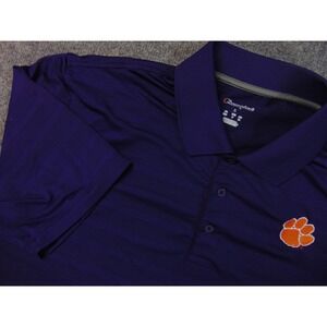 Clemson Tigers Polo Shirt Mens Large Purple Solid Champion Paw Print